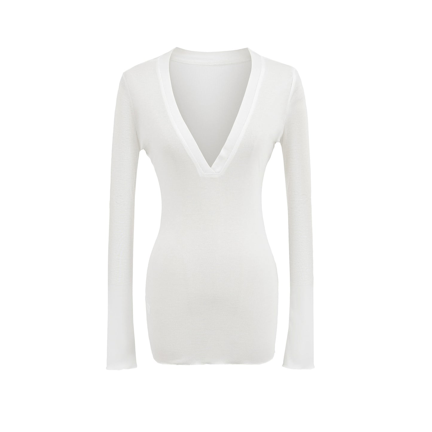 Deep V Neck Sheer T-Shirt