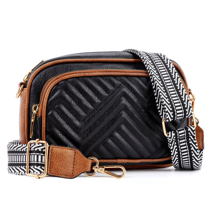 Embroidered Crossbody Bag, Vintage Ribbon Shoulder Bag, Small Crossbody Square Bag, Small Crossbody Purse for Women Triple Zip