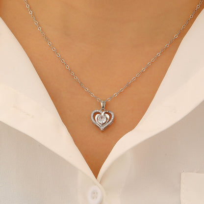 Ocean Heart Valentine's Day Copper Inlaid Zircon Heart Necklace Mother's Day Gift
