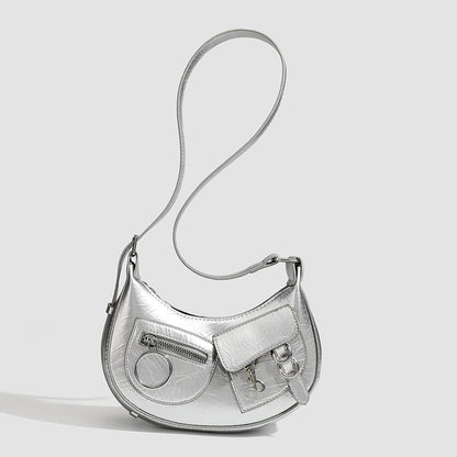 Design Stylish Retro Small Crossbody Bag - Versatile Punk Crescent Bag for Everyday Use