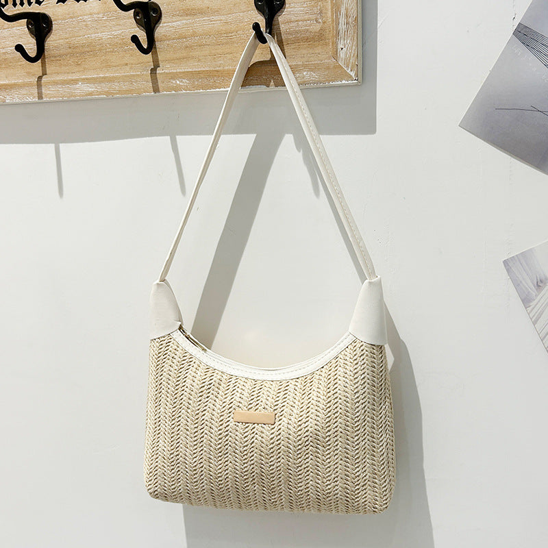 Chic Small Shoulder Straw Bag – Stylish Crossbody Bag for Ladies, Versatile Summer Hobo Bag