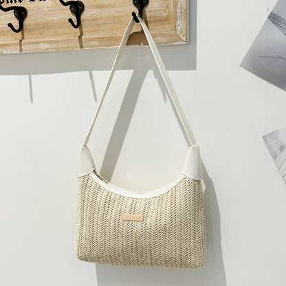 Chic Small Shoulder Straw Bag – Stylish Crossbody Bag for Ladies, Versatile Summer Hobo Bag