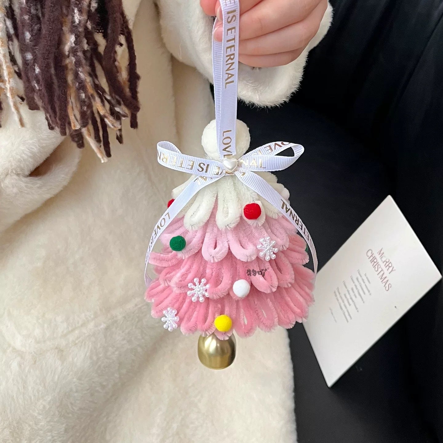 Árbol de Navidad con palo giratorio, carillón de viento hecho a mano para colgar en el coche, decoración para colgar en la puerta, colgante para actividades en centros comerciales