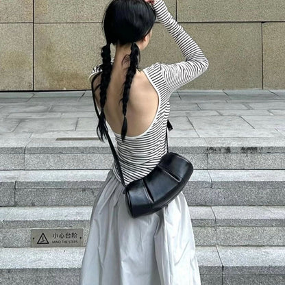 Elegante bolso cilíndrico plegable - Bolso pequeño tipo almohada con estilo y bolso cruzado informal para mujer | Diseño retro de moda 