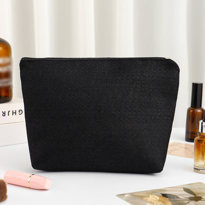 Linen printed cosmetic bag, cosmetic lipstick storage bag, small simple zipper evening clutch bag,