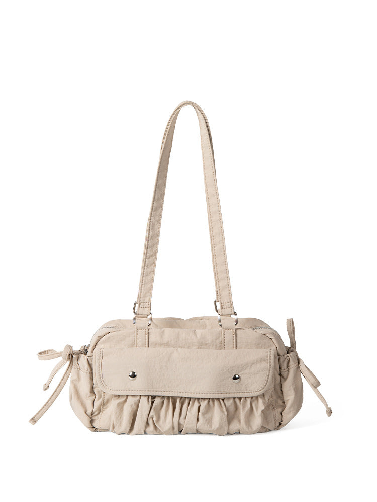 Bolso pequeño de hombro para mujer, bolso de hombro plisado de nailon, bolso baguette, bolso hobo de gran capacidad y a la moda para mujer 