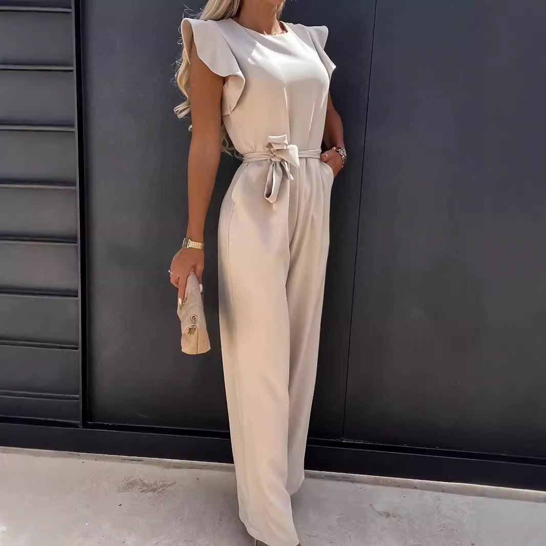 High Waist Commuter Strap-Up Jumpsuit - Summer Wide Leg Streetwear Jumpsuit -dropshippingabc.com