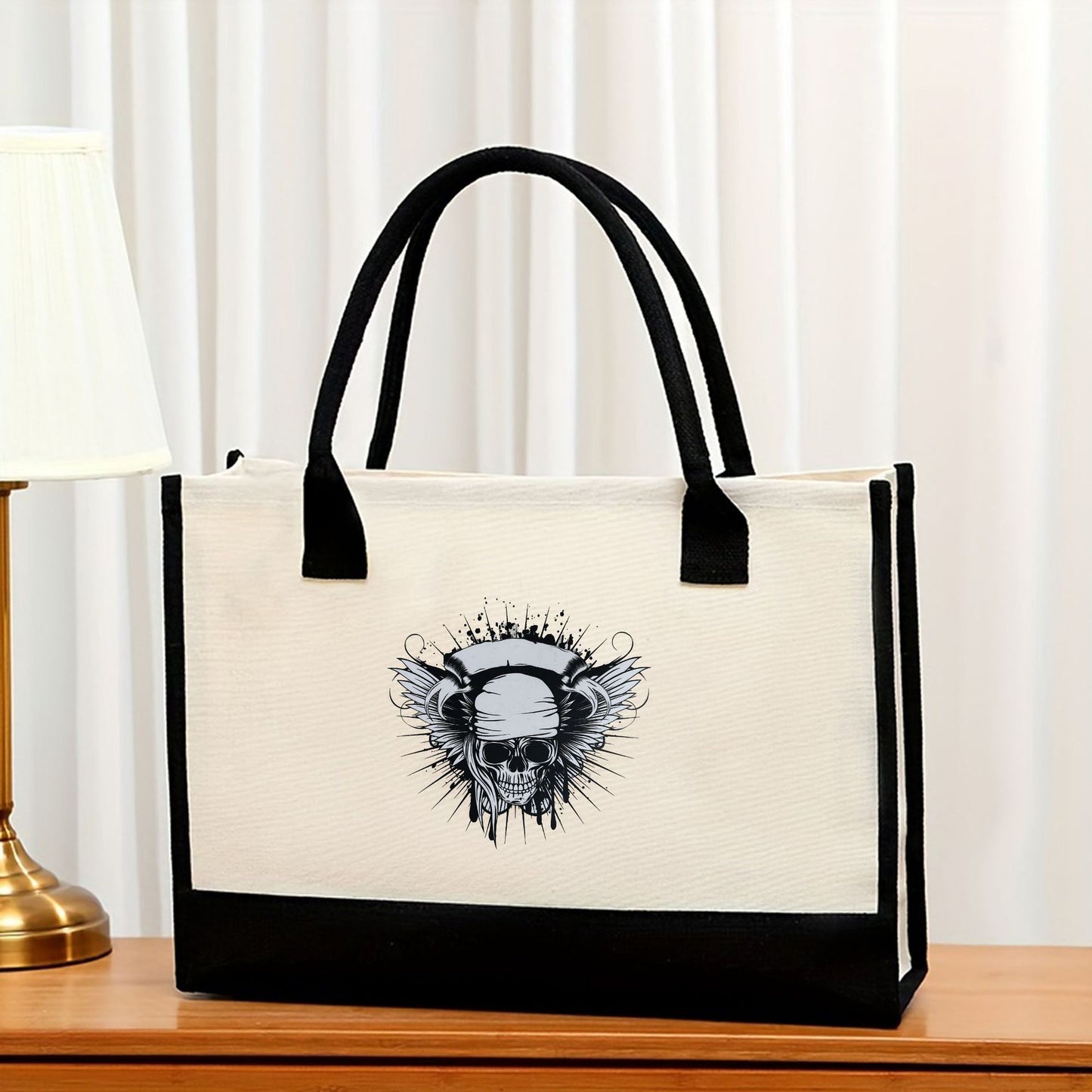 Bolsa de lona, ​​bolsa de lona estampada de gran capacidad para mujer, bolsa de compras portátil, impermeable y a la moda 