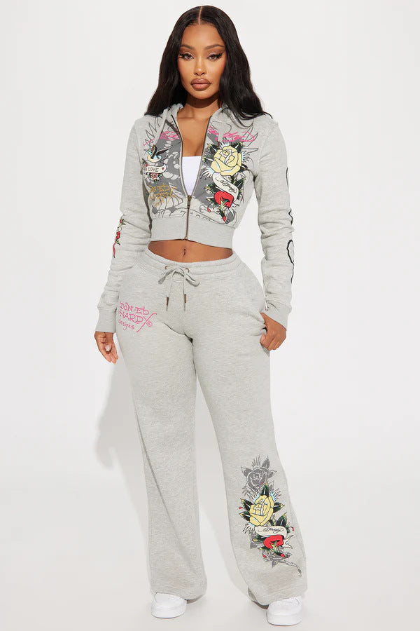Graffiti print pattern women's high street y2k short sweater set