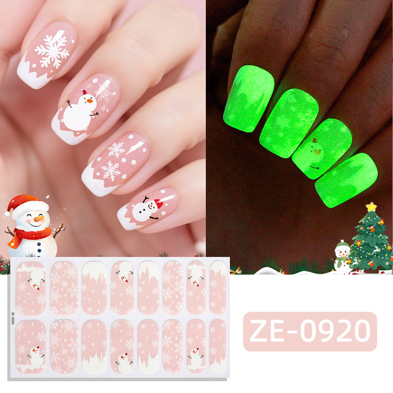 Christmas luminous nail polish film nail sticker, hot-selling Christmas tree adhesive nail sticker