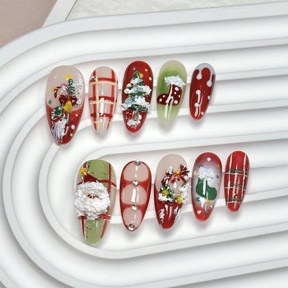 Christmas handmade nail wear boutique high-end nail art fake nail flakes autumn and winter