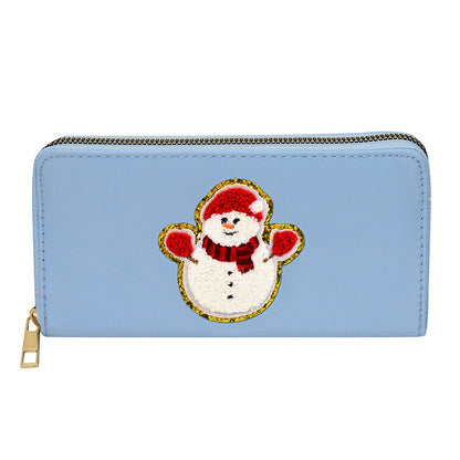 Cartera bordada con el alfabeto para mujer, monedero largo, tarjetero de nailon con cremallera, monedero multifuncional 