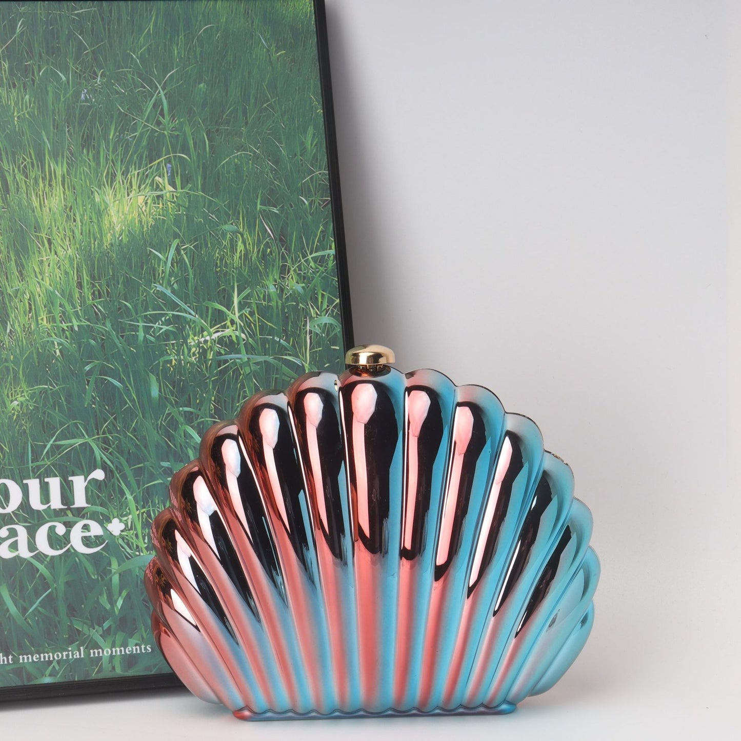 Bolso tipo caja de concha, bolso de mano tipo clutch, bolso de cena, bolso de noche tipo clutch para fiestas, bolso de graduación, bolso de fiesta. 