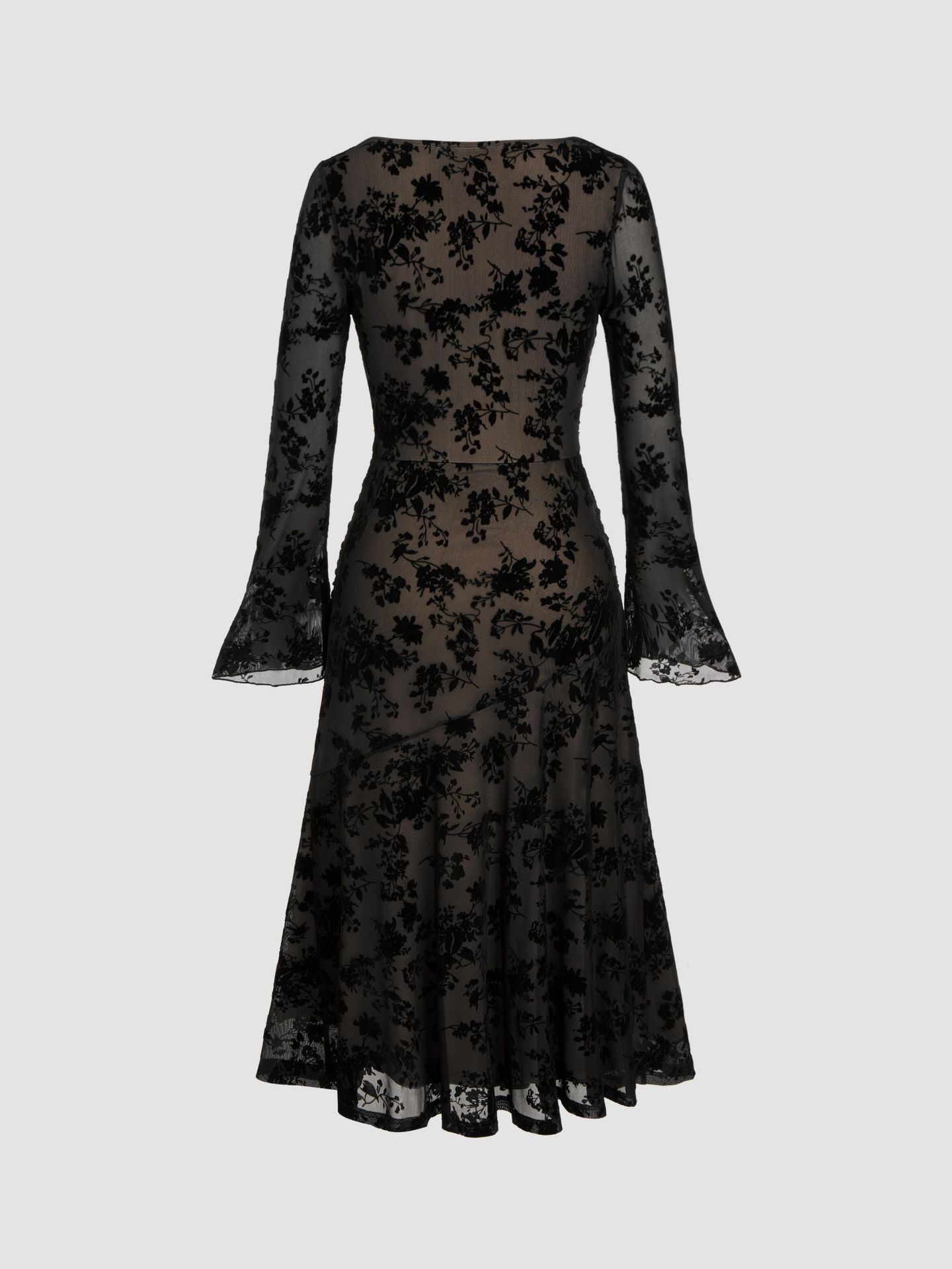 Vestido midi ajustado con efecto desgastado floral