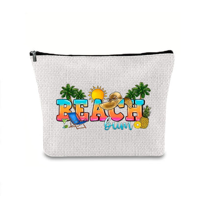 Linen printed cosmetic bag, cosmetic lipstick storage bag, small simple zipper evening clutch bag,