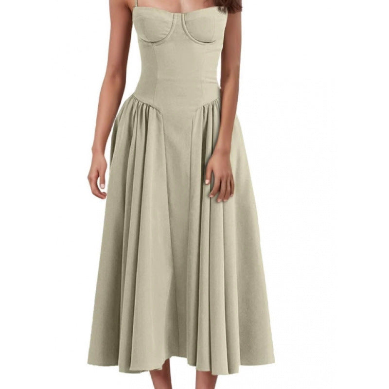 Women's French Elegant Retro Style Dopamine Wear Suspender Dress Women