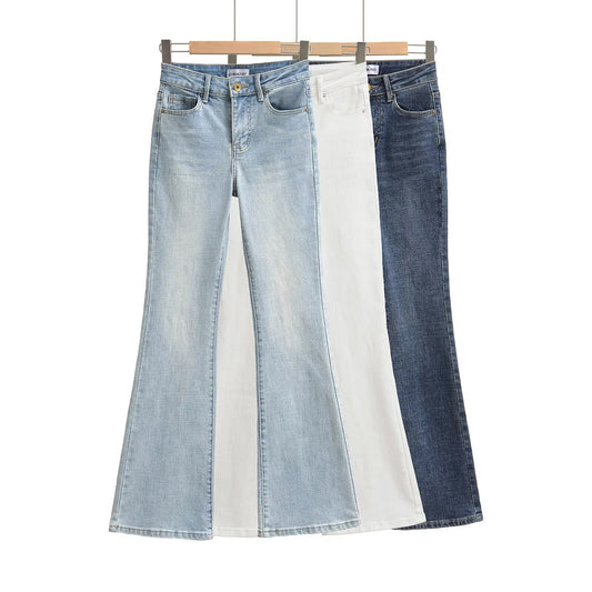 Women's Light Blue High Waist Slim Fit Bootcut Jeans