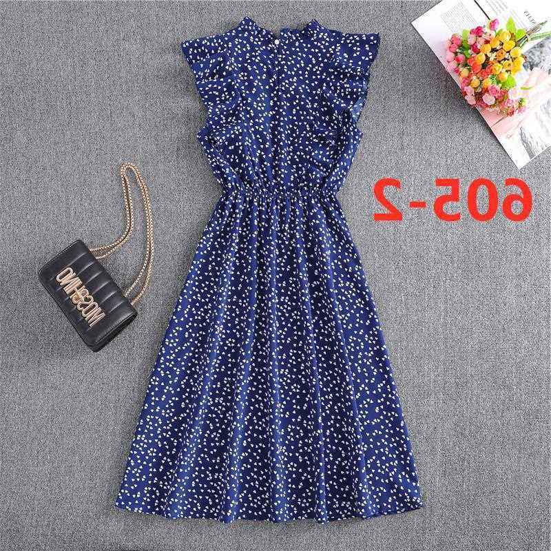 Polka Dot Chiffon Skirt Loose Versatile Temperament Medium Skirt Dot Print Butterfly Sleeve Ruffles dress
