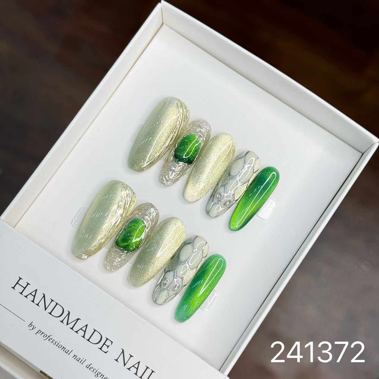 0960 - Uñas postizas hechas a mano, de presión, removibles