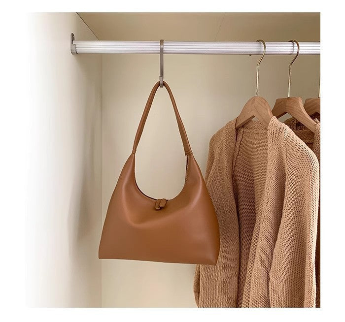 Bolso hobo sencillo y versátil para mujer, bolso hobo de piel suave, bolso de hombro retro 