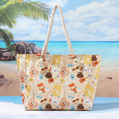 Bolso de playa estampado, bolso bandolera informal de gran capacidad, bolso de viaje de verano sencillo y moderno, ligero 