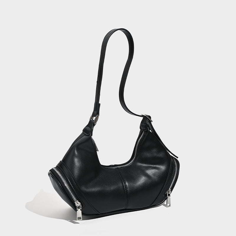 Bolso bandolera estilo hobo, elegante y vintage, con bolsillo con cremallera. También disponible en versión de hombro o bajo el brazo. 