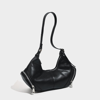 Bolso bandolera estilo hobo, elegante y vintage, con bolsillo con cremallera. También disponible en versión de hombro o bajo el brazo. 