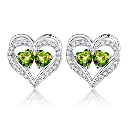 Sterling Silver Birthstone Heart Earrings new