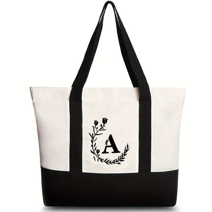 Bolso bandolera de lona, ​​bolso tote de gran capacidad con estampado de letras, bolso de regalo portátil y ligero de moda para mujer 