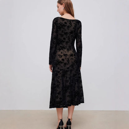 Vestido midi ajustado con efecto desgastado floral