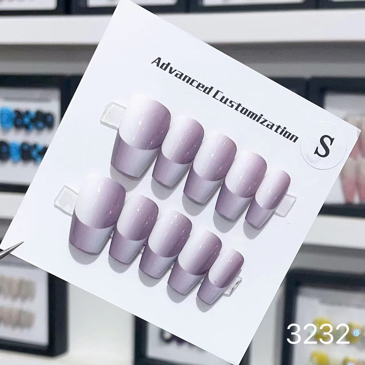 1025- Uñas postizas hechas a mano, de presión, removibles