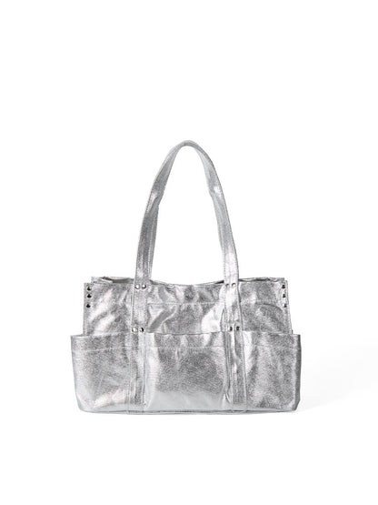 Stylish Metallic Hobo Tote Purse - Summer Design Large Capacity Multi-Compartment Shoulder Bag for Women