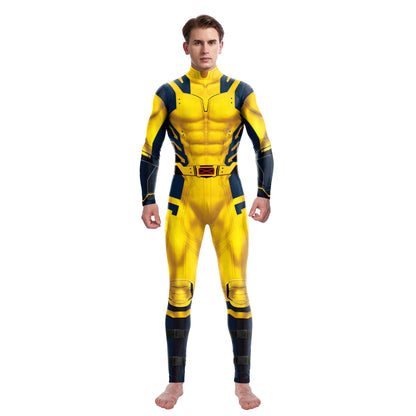 onepiece Halloween movie cos suit Deadpool 3 Wolverine costume playing suit printed jumpsuit