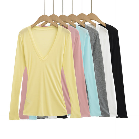 Deep V Neck Sheer T-Shirt