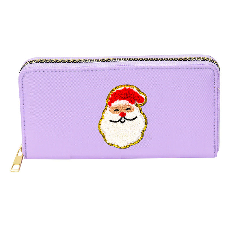 Cartera bordada con el alfabeto para mujer, monedero largo, tarjetero de nailon con cremallera, monedero multifuncional 