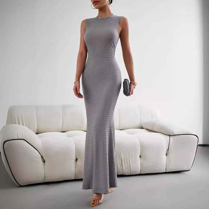 Sleeveless Tights Fashion Elegant Women's Slim Fit Women's Sleeveless Pleated Maxi Dress