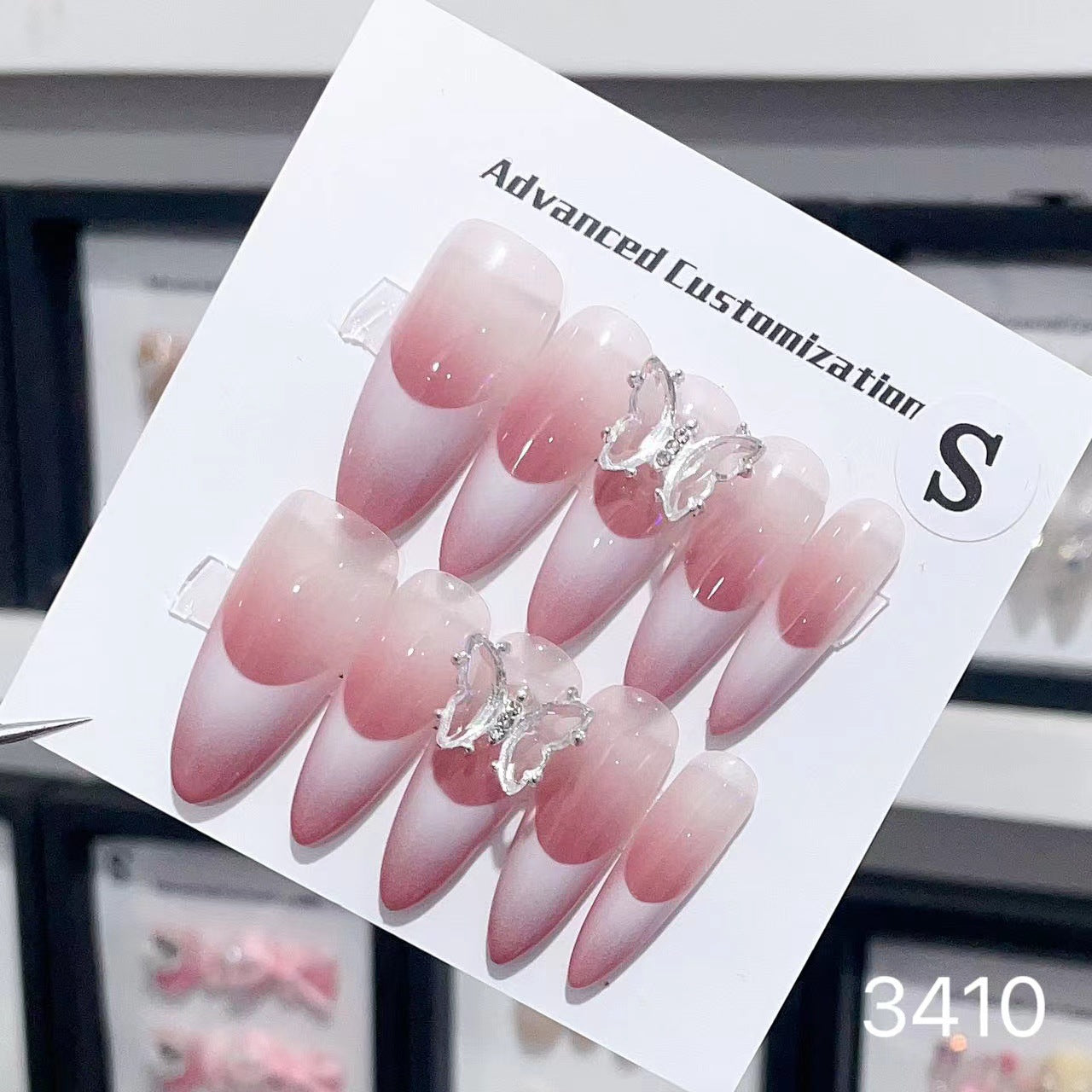 1025- Uñas postizas hechas a mano, de presión, removibles