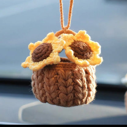 Colgante de planta de coche Decoración de coche Colgante de espejo retrovisor Lana creativa en el coche