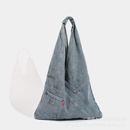 Bolso hobo de mezclilla lavada, bolso de hombro, bolso tote de gran capacidad, bolso versátil 