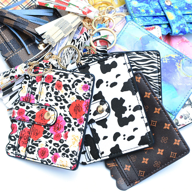 Women's Keychain Card Holder - Printed Front Pocket Wallet for Credit Cards & ID -dropshippingabc.com