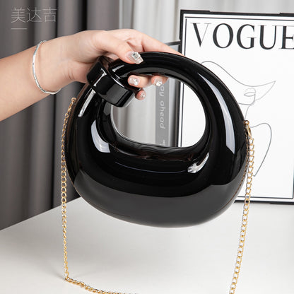 Acrylic gold box, goose egg shaped party purse, cloud shell evening clutch purse, messenger bag, clutch purse party, prom bag, party purse, prom bags clutch, Wedding purse