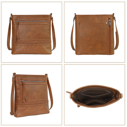 Bolso bandolera multifuncional para mujer, bolso mensajero retro de gran capacidad, bolso cruzado pequeño 