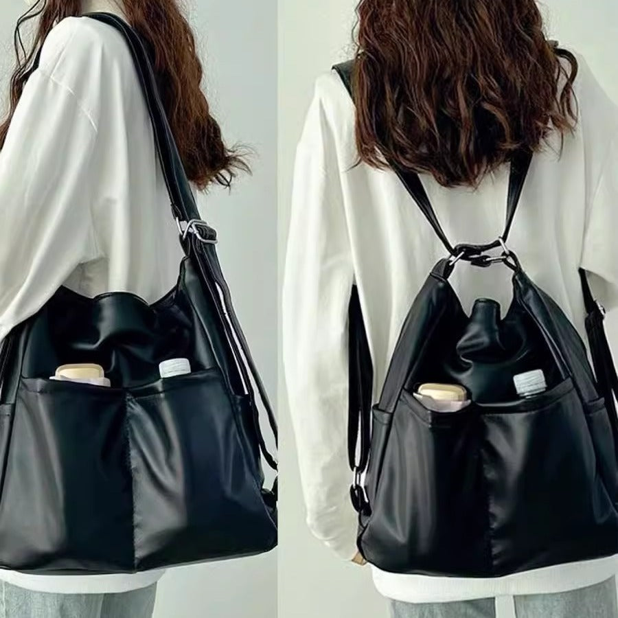 Soft pu backpack purse, women's large capacity three-purpose backpack, commuter tote bag, multifunctional backpack crossbody