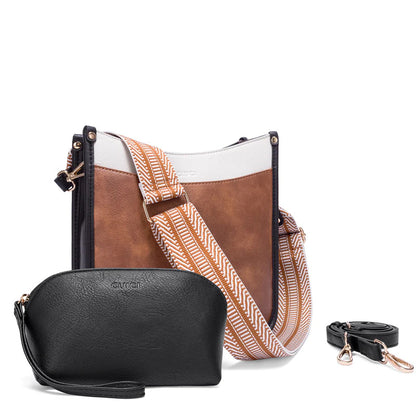 Fashion crossbody shoulder bag, versatile women's crossbody bag with two shoulder straps, small women crossbody bag, Small Crossbody Purse for Women Triple Zip,