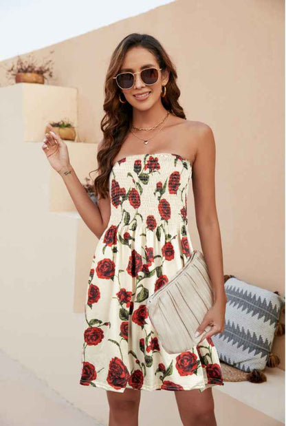 Beach Dress Floral Medium and Long Dress Bohemian Strapless Printed Chest Wrap Skirt