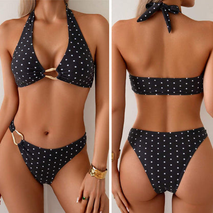Sexy Two Piece Bikini Swimsuit Polka Dot Print with Accessories Women's