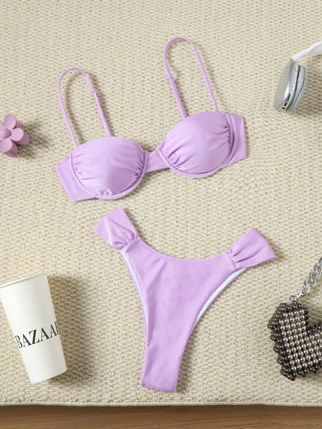 Bikini sexy solid color swimsuit women split swimsuit women bikini