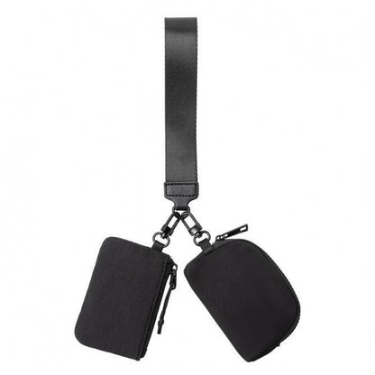 Bolsa de identificación de nailon impermeable, bolso doble portátil multifuncional pequeño, monedero con llavero, monedero de pulsera para mujer informal, bolso de pulsera informal, monedero de pulsera tipo neceser. 