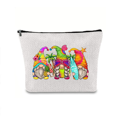 Linen printed cosmetic bag, cosmetic lipstick storage bag, small simple zipper evening clutch bag,