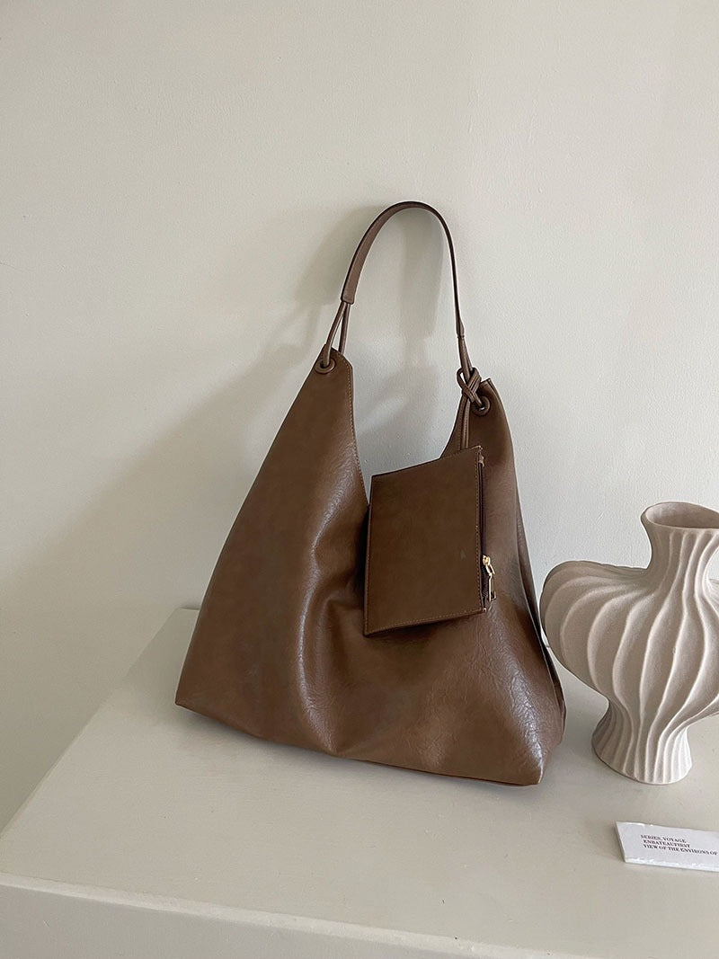 Bolso hobo informal y versátil para mujer, bolso Pitot suave de gran capacidad, bolso de hombro 2 en 1 para estudiantes. 